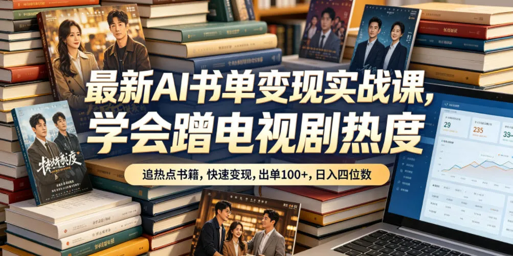 最新AI书单变现实战课,学会蹭电视剧热度,追热点书籍,快速变现,出单100+,日入四位数_一起云网创