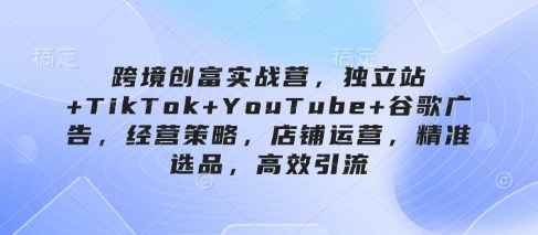 跨境创富实战营，独立站+TikTok+YouTube+谷歌广告，经营策略，店铺运营，精准选品，高效引流_就是爱分享