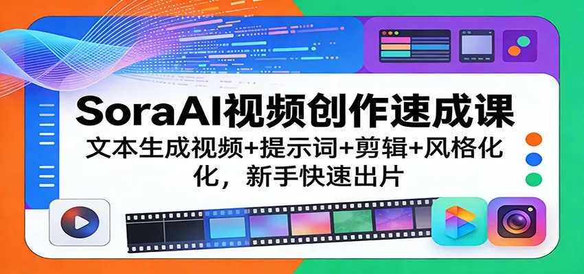 SoraAI视频创作速成课：文本生成视频+提示词+剪辑+风格化，新手快速出片_就是爱分享