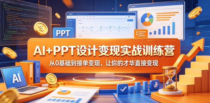 AI+PPT设计变现实战训练营,从0基础到接单变现,让你的才华直接变现_一起云网创