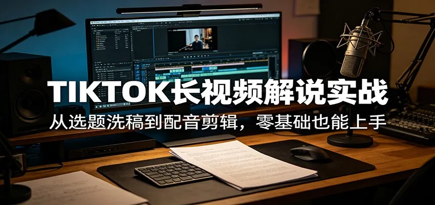 TIKTOK长视频解说实战：从选题洗稿到配音剪辑，零基础也能上手_就是爱分享