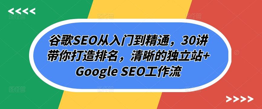 谷歌SEO从入门到精通，30讲带你打造排名，清晰的独立站+Google SEO工作流_就是爱分享