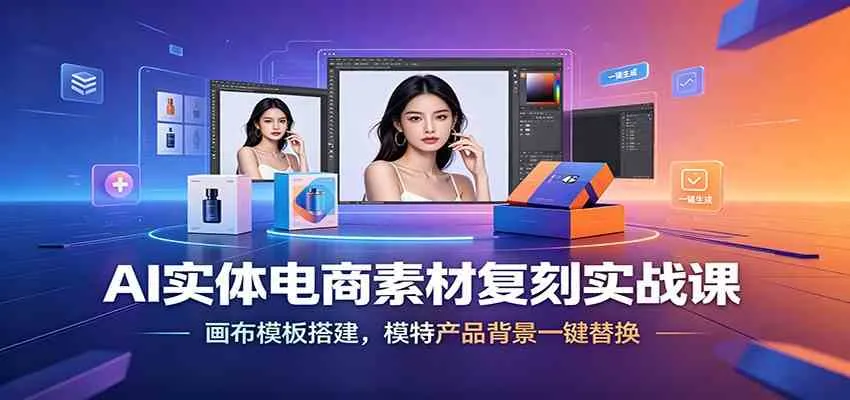 AI实体电商素材复刻实战课:画布模板搭建,模特产品背景一键替换 AI实体电商素材复刻实战课:画布模板搭建,模特产品背景一键替换