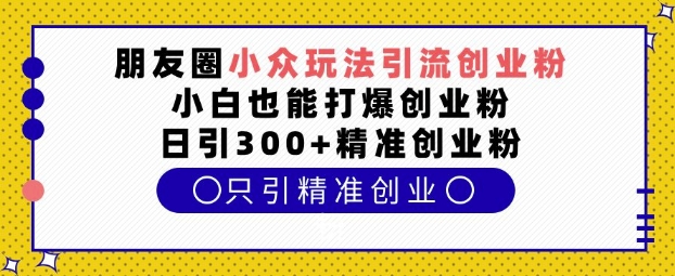 朋友圈小众玩法引流创业粉，小白也能打爆创业粉，日引300+精准创业粉【揭秘】_就是爱分享