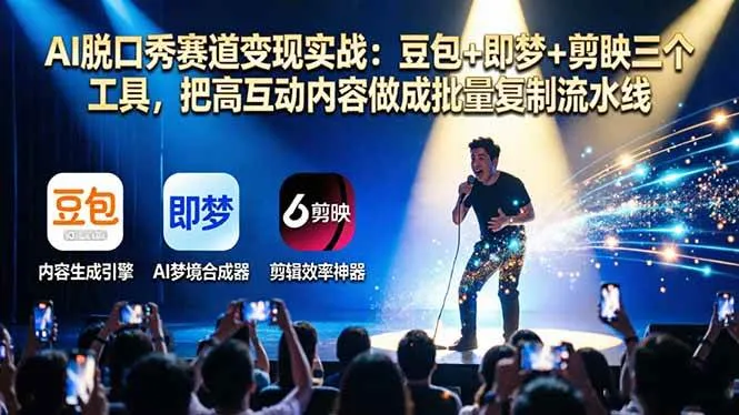 （17990期）AI脱口秀赛道变现实战：豆包+即梦+剪映三个工具，把高互动内容做成批量复制流水线_就是爱分享