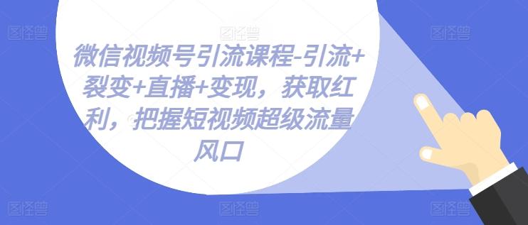 微信视频号引流课程-引流+裂变+直播+变现，获取红利，把握短视频超级流量风口_就是爱分享