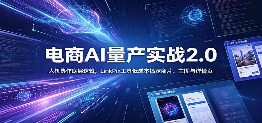 电商人AI量产实战2.0:人机协作底层逻辑,LinkPix工具低成本搞定商片、主图与详情页_一起云网创