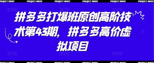 拼多多打爆班原创高阶技术第43期，拼多多高价虚拟项目_就是爱分享