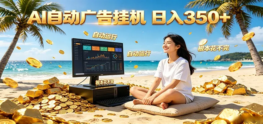 AI自动广告挂机 日入350+ 真正做到躺赚式变现,根本花不完!_一起云网创
