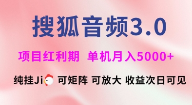 搜狐音频挂ji3.0.可矩阵可放大，独家技术，稳定月入5000+【揭秘】_就是爱分享
