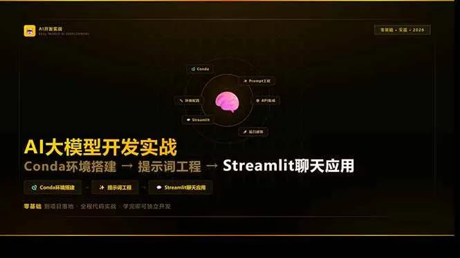 （17723期）AI大模型开发实战：Conda环境搭建→提示词工程→Streamlit聊天应用，零基础到项目落地_就是爱分享
