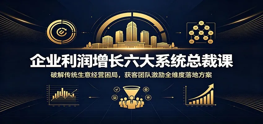企业利润增长六大系统总裁课：破解传统生意经营困局，获客团队激励全维度落地方案_一起云网创