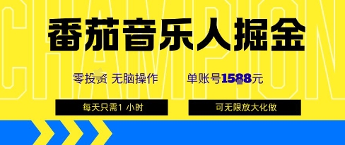 番茄音乐人掘金，单账号最高可撸1k+，可无限矩阵去做，零投入_就是爱分享