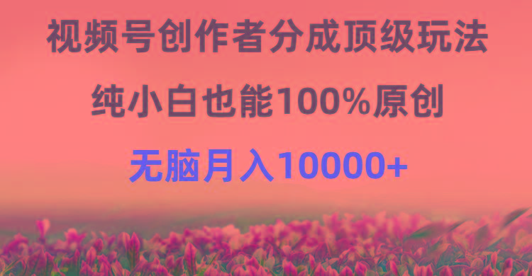 (9608期)视频号创作者分成顶级玩法，纯小白也能100%原创，无脑月入10000+_就是爱分享