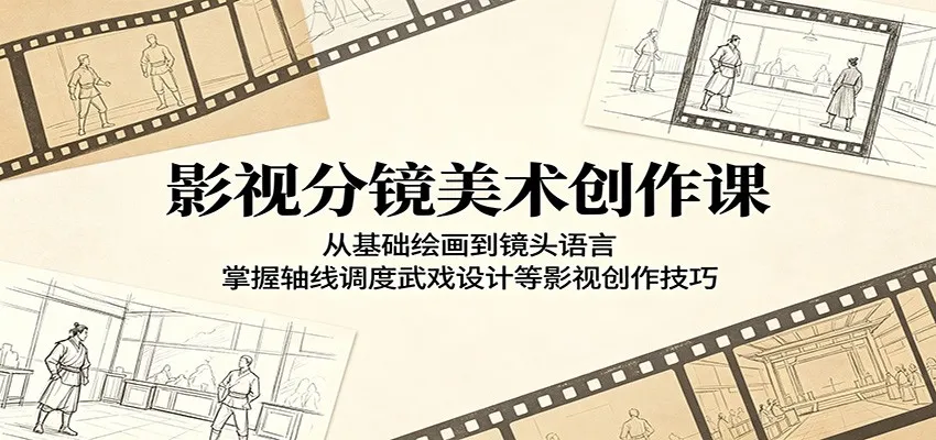 影视分镜美术创作课:从基础绘画到镜头语言,掌握轴线调度武戏设计等影视创作技巧_一起云网创