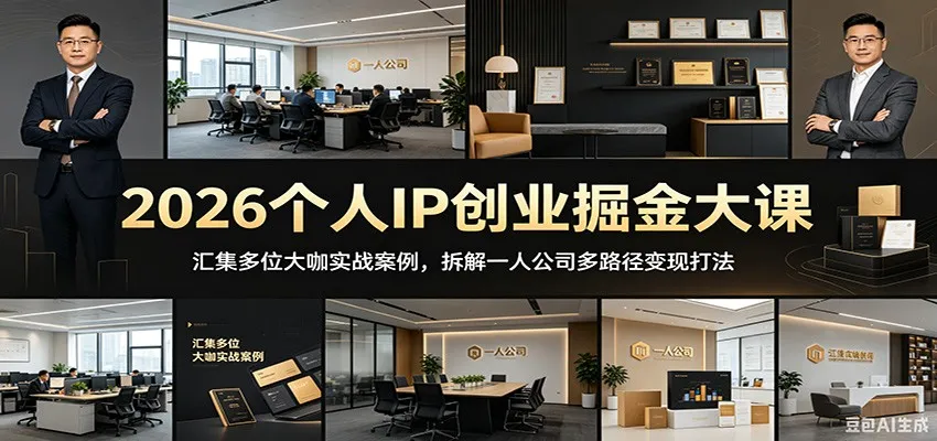 2026个人IP创业掘金大课:汇集多位大咖实战案例,拆解一人公司多路径变现打法_一起云网创