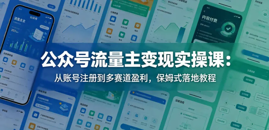 公众号流量主变现实操课：从账号注册到多赛道盈利，保姆式落地教程_就是爱分享