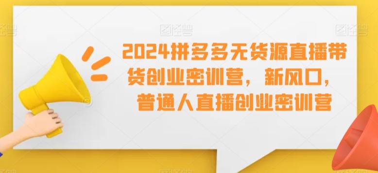 2024拼多多无货源直播带货创业密训营，新风口，普通人直播创业密训营_就是爱分享