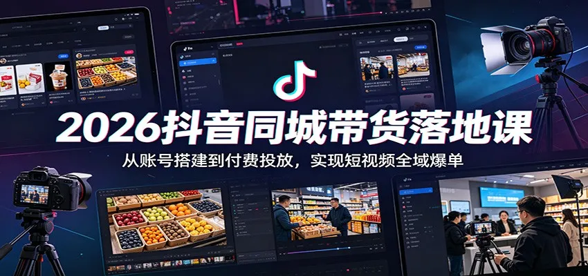 2026抖音同城带货落地课:从账号搭建到付费投放,实现短视频全域爆单_一起云网创