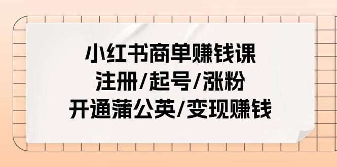 小红书商单赚钱课:注册/起号/涨粉/开通蒲公英/变现赚钱(25节课)_就是爱分享