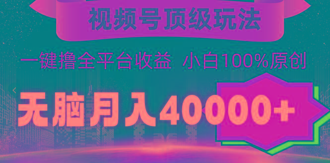 (9281期)视频号顶级玩法，无脑月入40000+，一键撸全平台收益，纯小白也能100%原创_就是爱分享