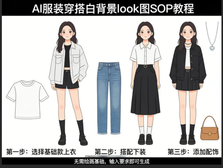 AI服装穿搭白背景look图SOP教程,不用会画画,提几句具体要求,AI就能还你一个奇迹_就是爱分享
