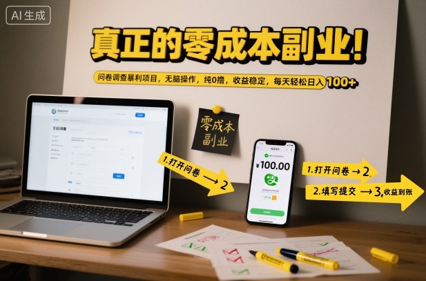 真正的零成本副业！问卷调查暴利项目，无脑操作，纯0撸，收益稳定，每天轻松日入100+【揭秘】_就是爱分享