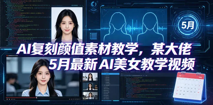 AI复刻颜值素材教学，某大佬5月最新AI美女教学视频，内含4月好物复刻教学_一起云网创