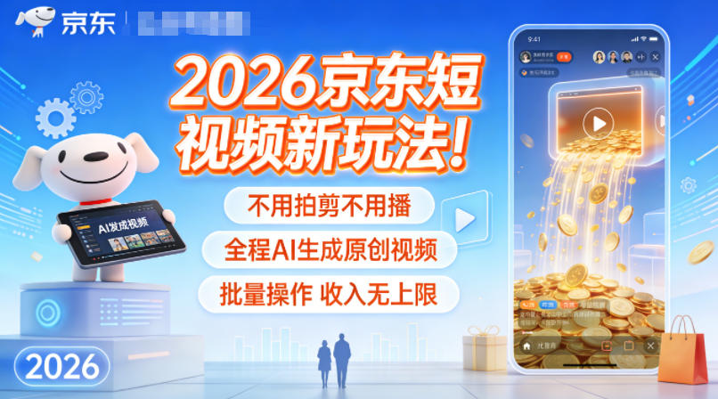2026京东短视频新玩法！不用拍剪不用播，全程AI生成原创视频，批量操作收入无上限_就是爱分享