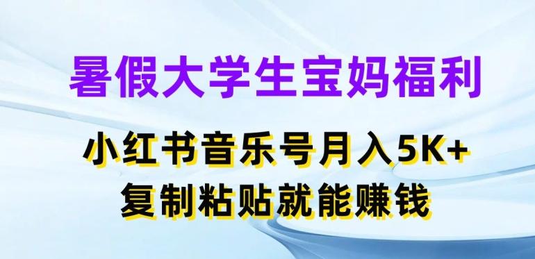 暑假大学生宝妈福利，小红书音乐号月入5000+，复制粘贴就能赚钱【揭秘】_就是爱分享