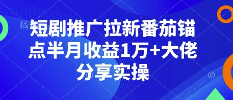短剧推广拉新番茄锚点半月收益1万+大佬分享实操_就是爱分享