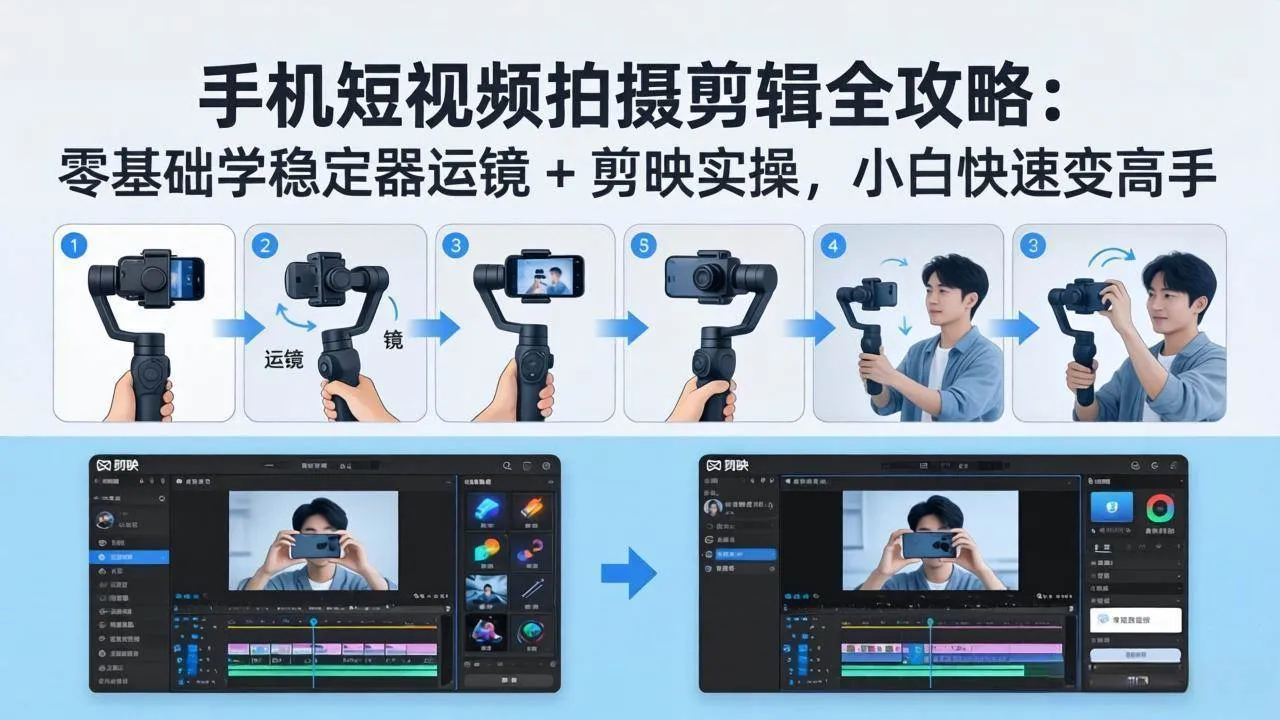 (18003期)手机短视频拍摄剪辑全攻略:零基础学稳定器运镜 + 剪映实操,小白快速变高手_就是爱分享