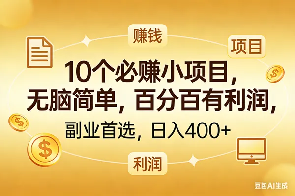 （17812期）10个必赚的小项目，百分百有利润，无脑简单，副业首选，日入400+_就是爱分享