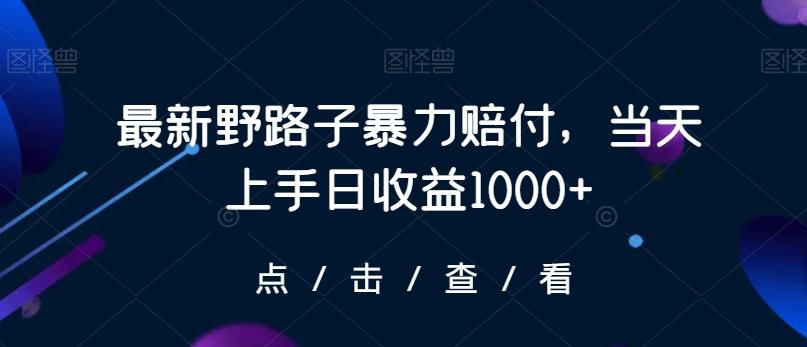 最新野路子暴力赔付，当天上手日收益1000+【仅揭秘】_就是爱分享