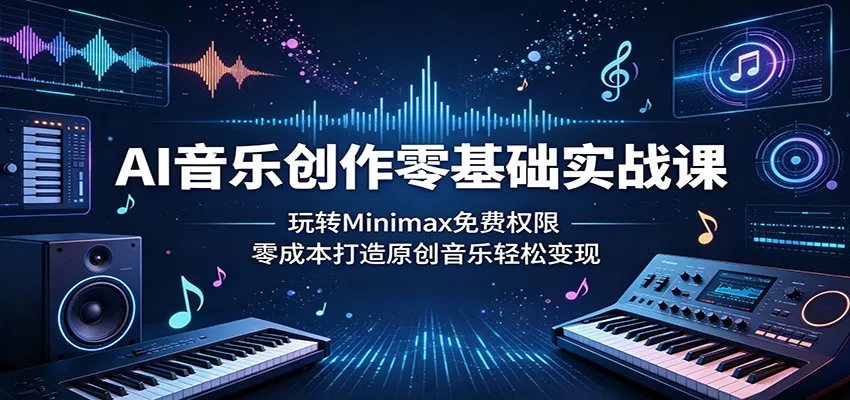 AI音乐创作零基础实战课:玩转Minimax免费权限,零成本打造原创音乐轻松变现_一起云网创