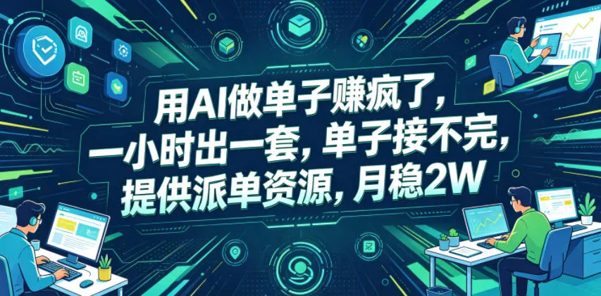 用AI做单子賺疯了,一小时出一套,单子接不完,提供派单资源,月稳2W【揭秘】_一起云网创