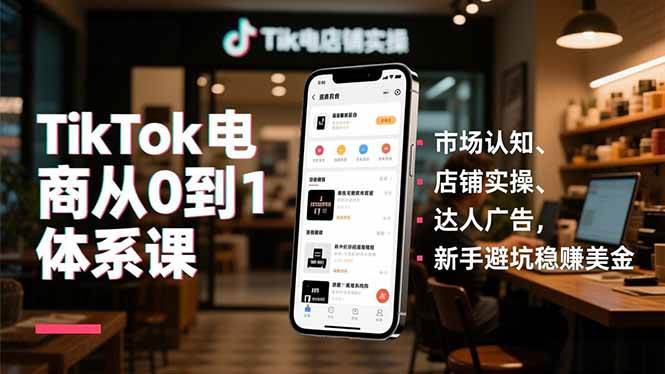 （16818期）TikTok电商从0到1体系课，市场认知、店铺实操、达人广告，新手避坑稳赚美金_就是爱分享