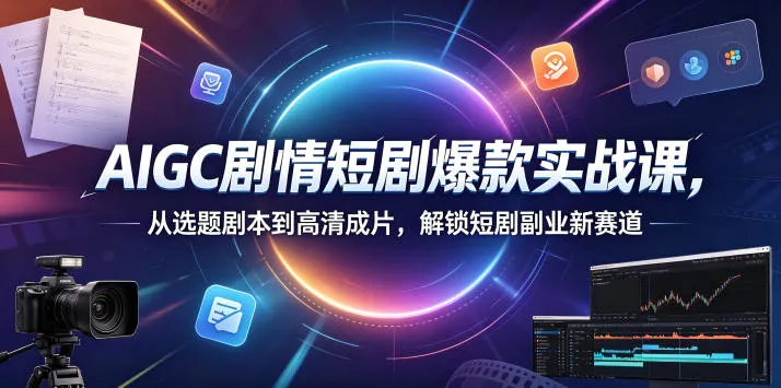 AIGC剧情短剧爆款实战课,从选题剧本到高清成片,解锁短剧副业新赛道_一起云网创