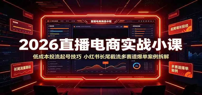 2026直播电商实战小课:低成本投流起号技巧,小红书长尾截流多赛道爆单案例拆解_一起云网创