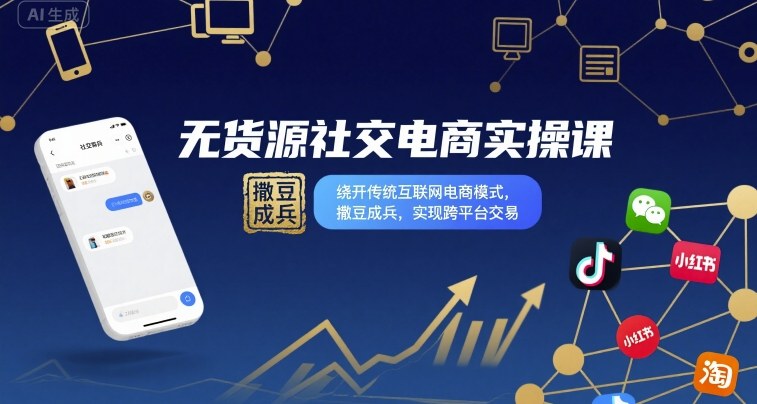 无货源社交电商实操课，绕开传统互联网电商模式，撒豆成兵，实现跨平台交易_就是爱分享