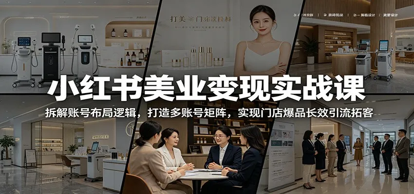 小红书美业变现实战课:拆解账号布局逻辑,打造多账号矩阵,实现门店爆品长效引流拓客_一起云网创