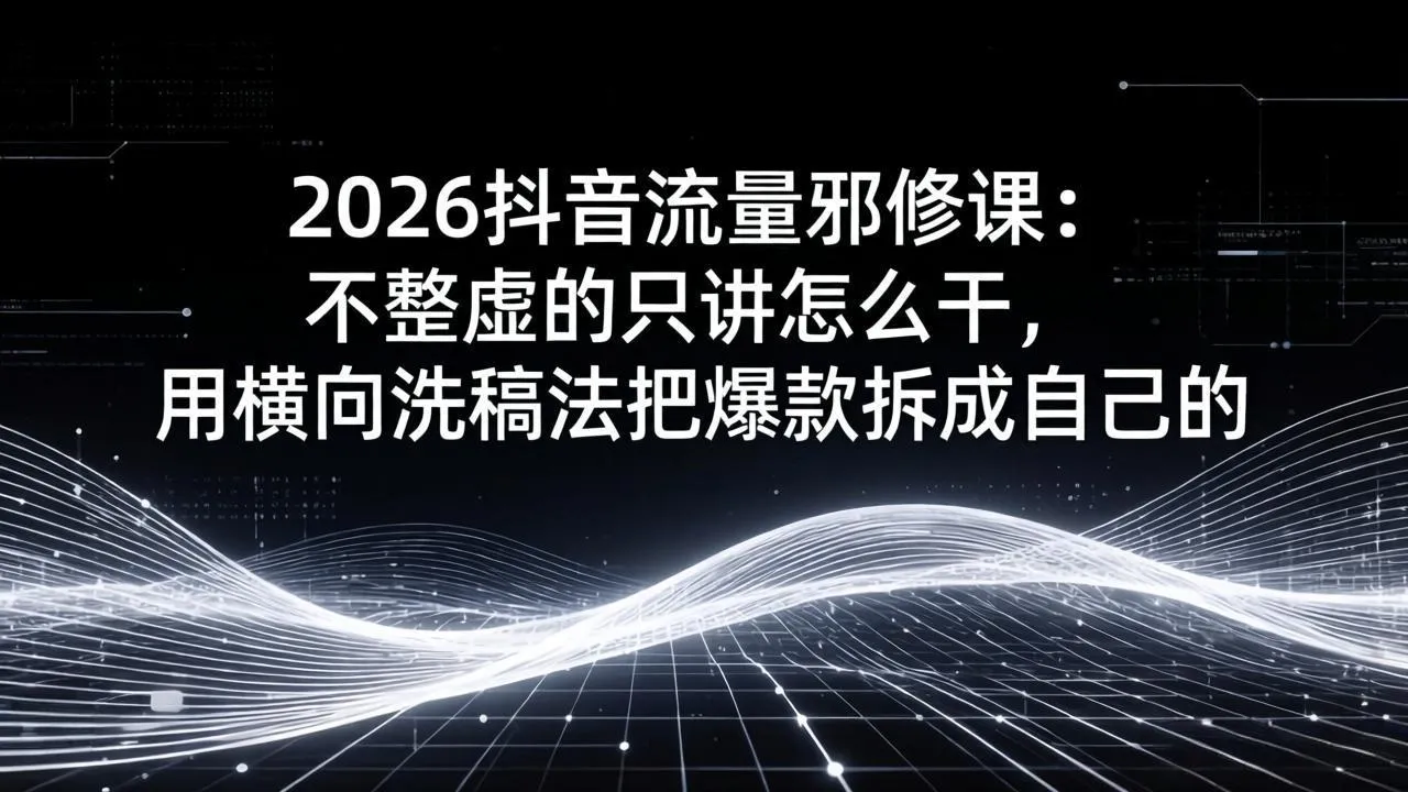 2026抖音流量邪修课:不整虚的只讲怎么干,用横向洗稿法把爆款拆成自己的 2026抖音流量邪修课:不整虚的只讲怎么干,用横向洗稿法把爆款拆成自己的