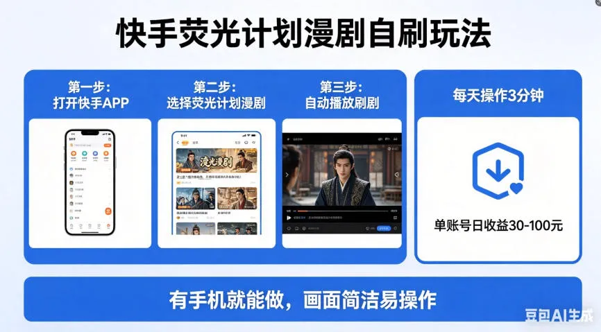 快手荧光计划漫剧自刷玩法，每天几十上百不是问题，有手机就能做【揭秘】_就是爱分享