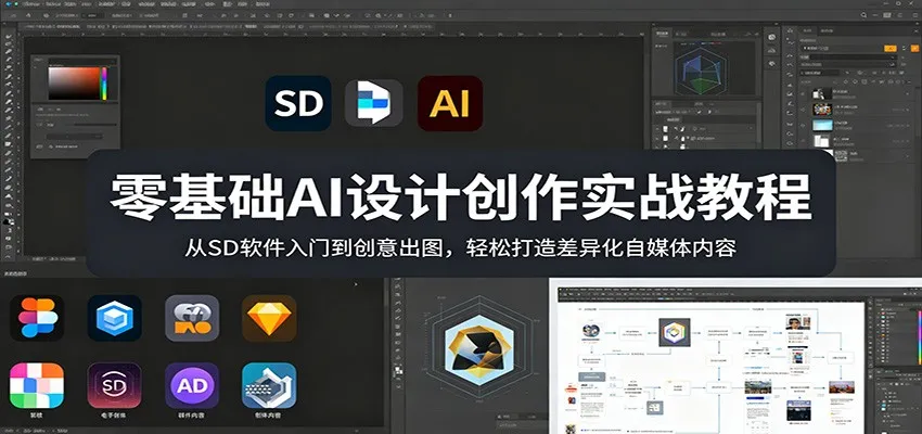 零基础AI设计创作实战教程：从SD软件入门到创意出图，轻松打造差异化自媒体内容_就是爱分享