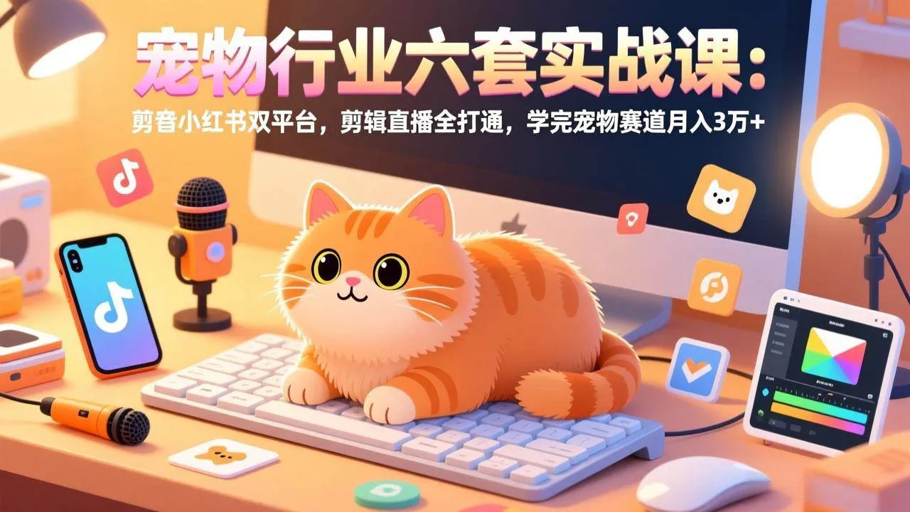 (17411期)宠物行业六套实战课:抖音小红书双平台,剪辑直播全打通,学完宠物赛道月入3万+_就是爱分享