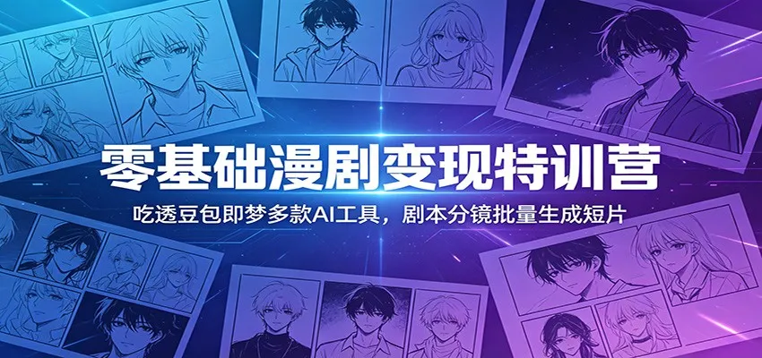零基础漫剧变现特训营:吃透豆包即梦多款AI工具,剧本分镜批量生成短片_一起云网创