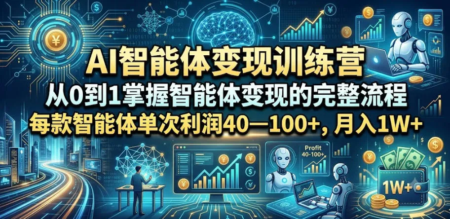 AI智能体变现训练营，从0到1掌握智能体变现的完整流程，每款智能体单次利润40—100+，月入1W+_一起云网创