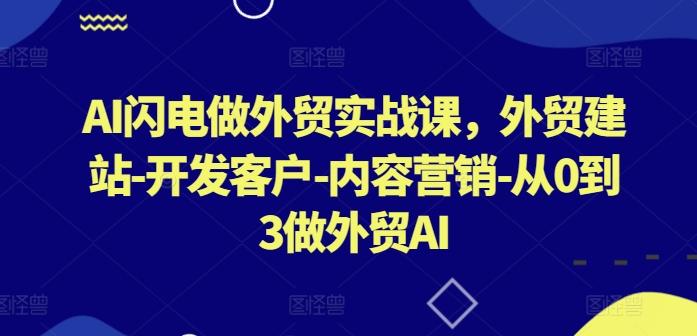 AI闪电做外贸实战课，​外贸建站-开发客户-内容营销-从0到3做外贸AI_就是爱分享