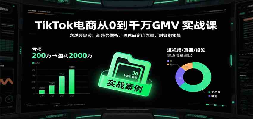 TikTok电商从0到千万GMV实战课，含逆袭经验、新趋势解析，讲选品定价流量等（更新）_就是爱分享