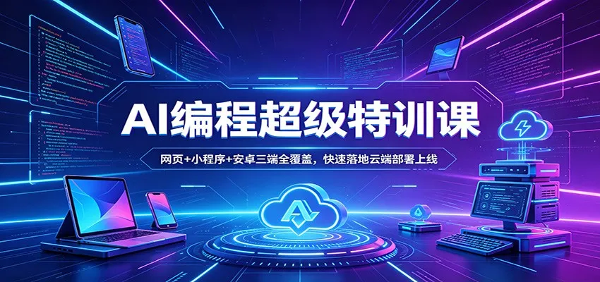 AI编程超级特训课：网页+小程序+安卓三端全覆盖，快速落地云端部署上线_就是爱分享